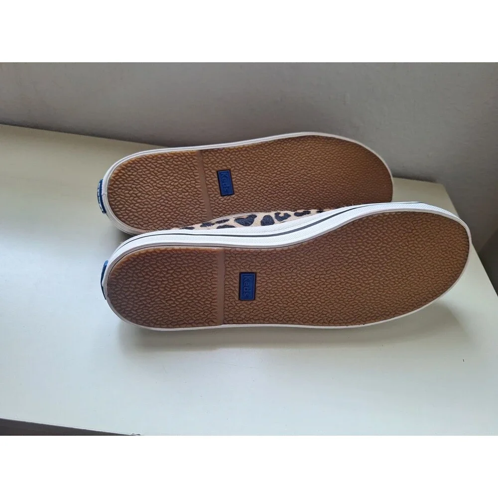 Keds x Kate Spade Collab US 9.5 Leopard Print Low-Top Sneakers Black & Brown